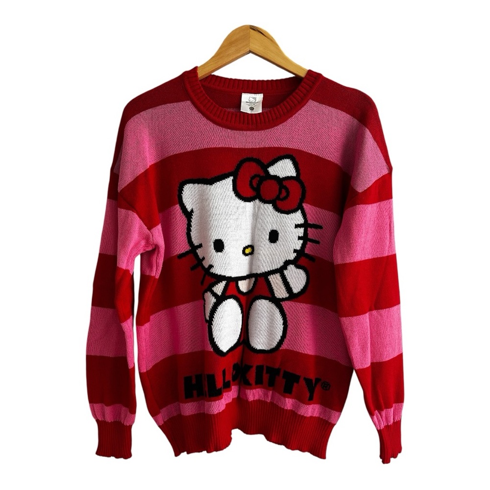 Hello Kitty Striped Red and Pink Sweater